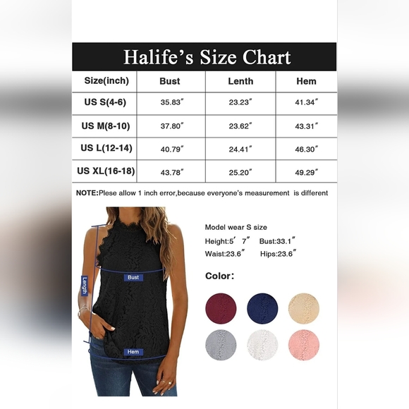 Womens Sleeveless Lace Blouse - Picture 6 of 10